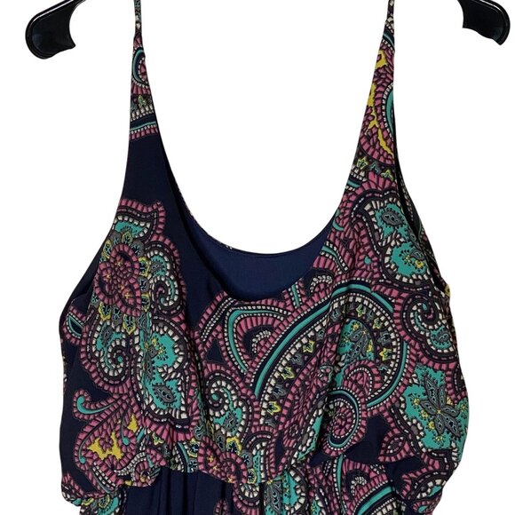 Blue Rain Maxi Dress M Made in USA Boho Paisley Spaghetti Strap Summer - Picture 6 of 12